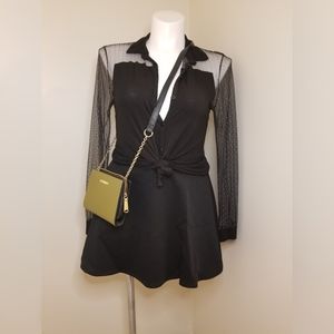 Vera Wang sheer collared shirt